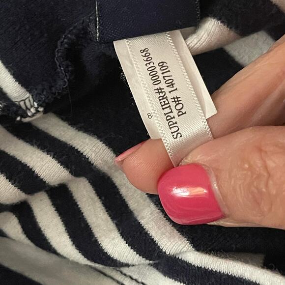 Chaps knit blouse shirt top women's XL extra large blue and white stripe cotton - Picture 7 of 12